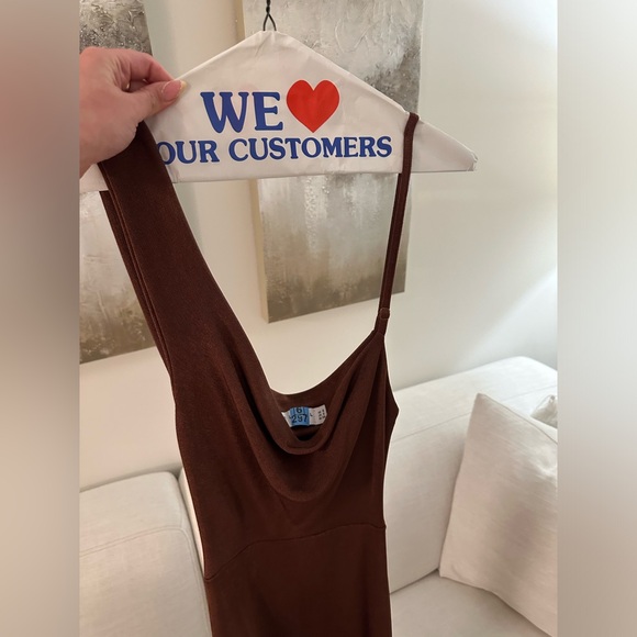 Club London Chocolate Asymmetric Cowl Dress - Picture 4 of 5